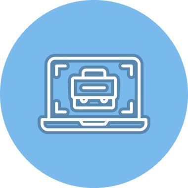 Laptop Satırı Çember Vektör Simgesi Tasarımı