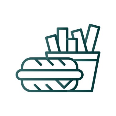 Fast Food Line Gradyan Vektör Simgesi Tasarımı