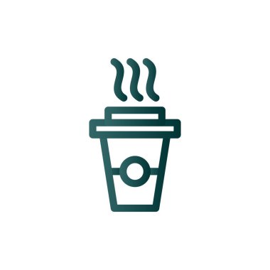 Kahve Kupası Çizgisi Gradyan Vektör Simgesi Tasarımı