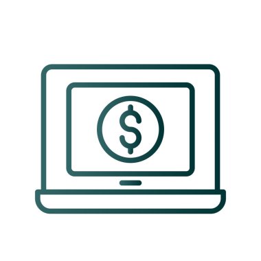 Laptop Satırı Gradyan Vektör Simgesi Tasarımı