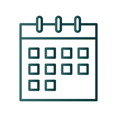 Takvim Satırı Gradyan Vektör Simgesi Tasarımı