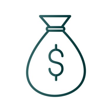 Para Torbası Çizgisi Gradyan Vektör Simgesi Tasarımı