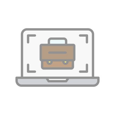 Laptop Doldurulmuş Işık Vektörü Simgesi Tasarımı