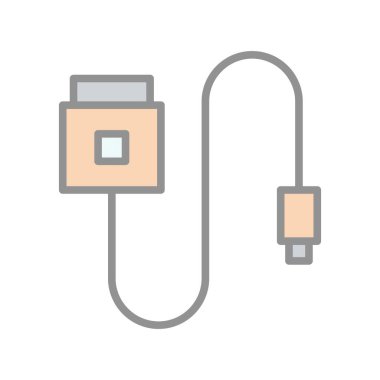 Veri Kablo Satırı Doldurulmuş Işık Vektörü Simgesi Tasarımı