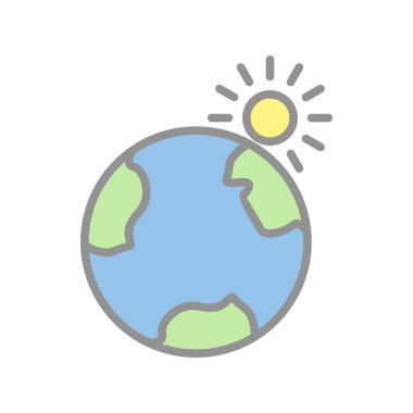 Güneş Çizgisi Doldurulmuş Işık Vektörü Simgesi Tasarımı