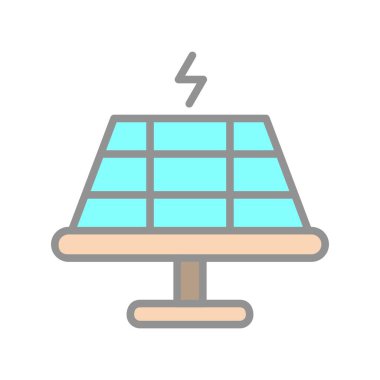 Güneş Hücresi Satırı Işık Vektörü Simgesi Tasarımı Dolduruldu