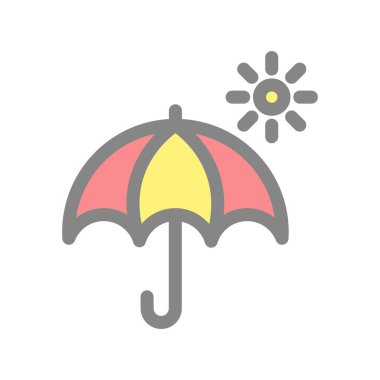 Şemsiye Doldurulmuş Işık Vektörü Simgesi Tasarımı