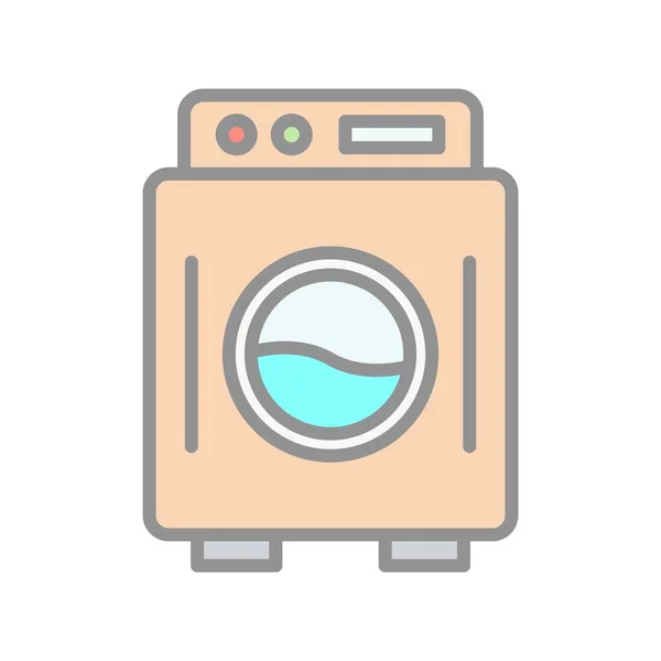 Waschmaschine Linie Gefülltes Licht Vektor Icon Desig — Stockvektor
