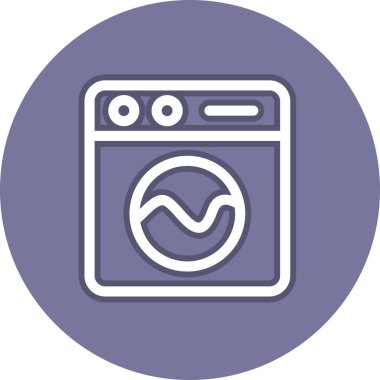 Çamaşır Makinesi Satırı Çember Vektör Simgesi Tasarımı