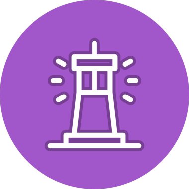 Işık Evi Satırı Çemberi Vektör Simgesi Tasarımı