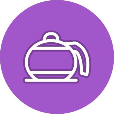 Çaydanlık Çizgisi Çember Vektör Simgesi Tasarımı