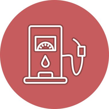 Yakıt İstasyonu Hat Çemberi Vektör Simgesi Tasarımı