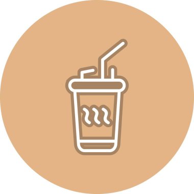 Tek kullanımlık Tea CUp Satır Çemberi Vektör Simgesi Tasarımı