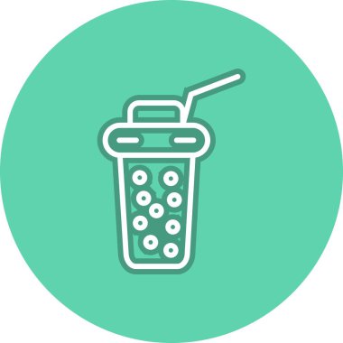 Tek kullanımlık Kahve Cam Çizgisi Çember Vektör Simgesi Tasarımı