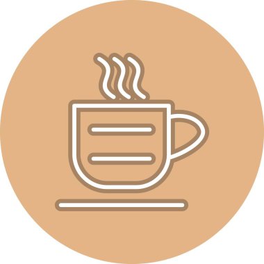 Çay Fincanı Satırı Çember Vektör Simgesi Tasarımı