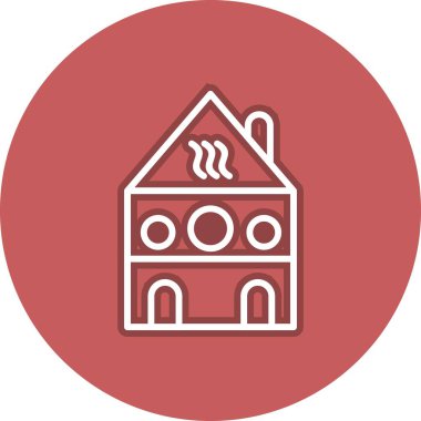 Kahve Dükkanı Hattı Çember Vektör Simgesi Tasarımı