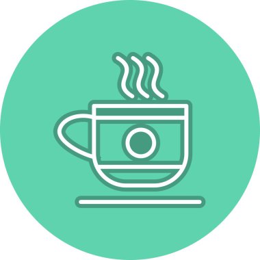 Kahve Kupası Çizgisi Çember Vektör Simgesi Tasarımı