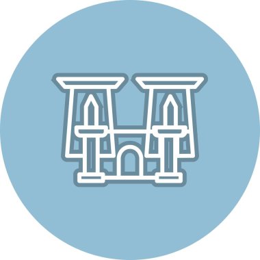 Luxor Tapınak Çizgisi Çember Vektör Simgesi Tasarımı