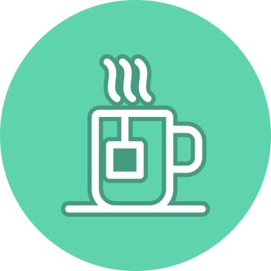 Kahve Kupası Çizgisi Çember Vektör Simgesi Tasarımı