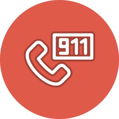 Acil Çağrı Satırı Çember Vektör Simgesi Tasarımı