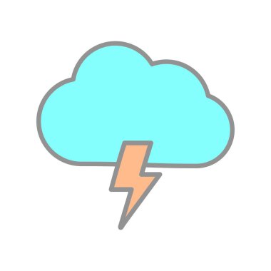 Şimşek Bulutu Işık Vektörü Simgesi Tasarımı Doldurdu
