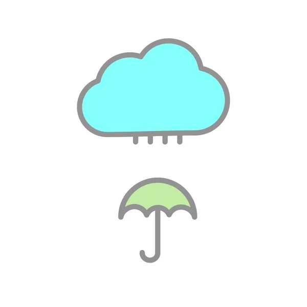 Bulutlu Şemsiye Doldurulmuş Işık Vektörü Simgesi Tasarımı — Stok Vektör
