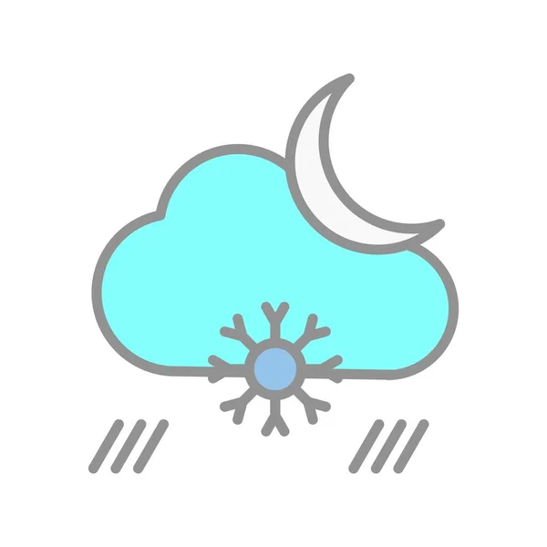 Night Snow Falling Filled Light Vector Icon การออกแบบไอคอน — ภาพเวกเตอร์สต็อก