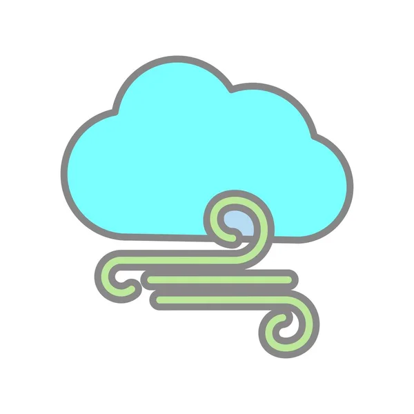 Brise Cloud Gefüllter Lichtvektor Icon Desig — Stockvektor