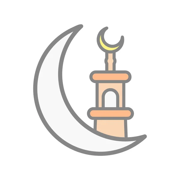 Мечеть Освітлена Світловим Вектором Ікона Десиг — стоковий вектор