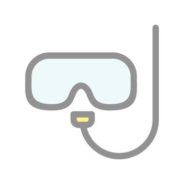 Dalış Maskesi Dolu Işık Vektörü Simgesi Tasarımı