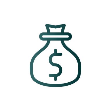 Para Torbası Çizgisi Gradyan Vektör Simgesi Tasarımı