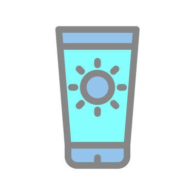 Güneş Kremi Doldurulmuş Işık Vektörü Simgesi Tasarımı