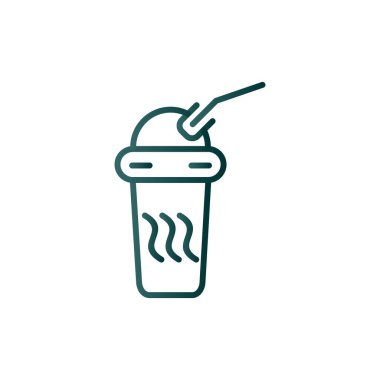 Tek kullanımlık Sıcak Kahve Hattı Gradyan Vektör Simgesi Tasarımı