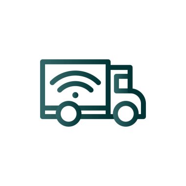 Teslimat Truck Line Gradyan Vektör Simgesi Tasarımı