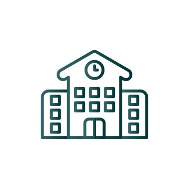 Okul İnşa Satırı Gradyan Vektör Simgesi Tasarımı