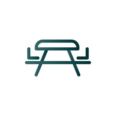 Piknik Tablosu Çizgisi Gradyan Vektör Simgesi Tasarımı