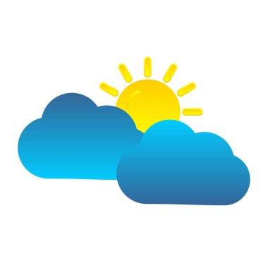 Bulutlar ve Güneş Düz Gradyan Vektör Simgesi Tasarımı