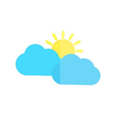 Bulutlar ve Güneş Düz Işık Vektörü Simgesi Tasarımı