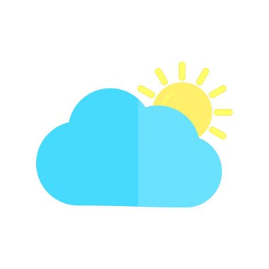 Güneş Bulutu Düz Işık Vektörü Simgesi Tasarımı