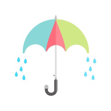 Yağmurlu Şemsiye Düz Işık Vektörü Simgesi Tasarımı