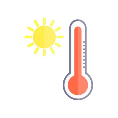 Yaz Sıcaklığı Düz Işık Vektörü Simgesi Tasarımı