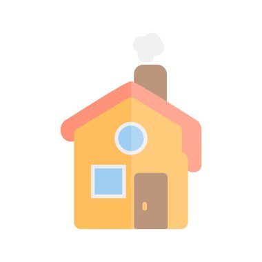 Cottage Düz Işık Vektörü Simgesi Tasarımı
