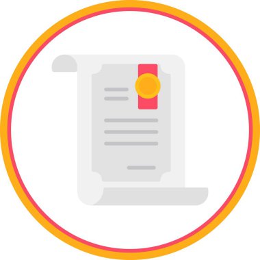 Sertifika Düz Çember Vektör Simgesi Tasarımı