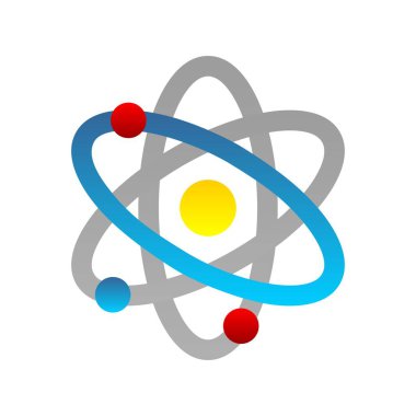 Atom Düz Gradyan Vektör Simgesi Tasarımı