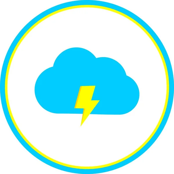 Nube Rayos Círculo Plano Vector Icono Desig — Vector de stock