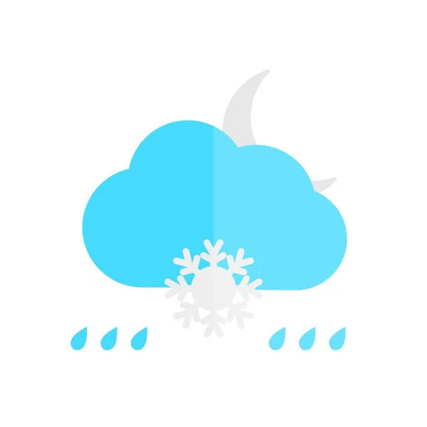 Night Snow Falling Flat Light Vector Icon Desig — Stock Vector