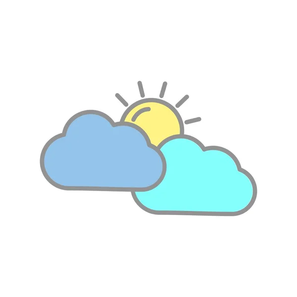 Clouds Sun Filled Light Vector Icon Design — Stock Vector