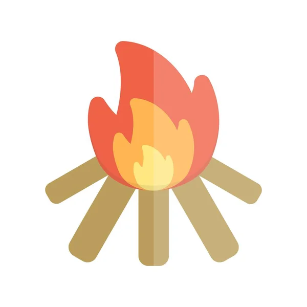 Bonfire Lapos Fény Vektor Ikon Desig — Stock Vector