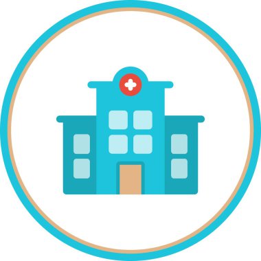 Hastane Düz Çember Vektör Simgesi Tasarımı