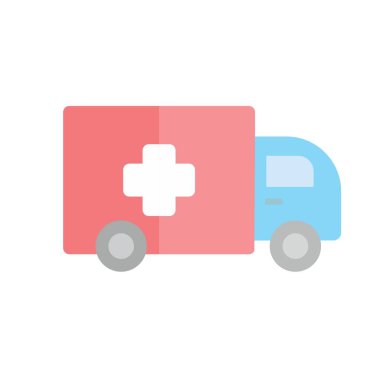 Ambulans Düz Işık Vektör Simgesi Tasarımı